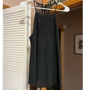 Maurice’s Black Sequin Lacy back Top with zipper